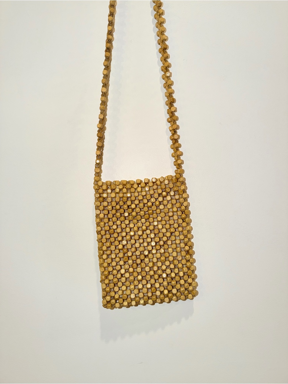 Natural Beige Boho Beaded Mini Crossbody Bag